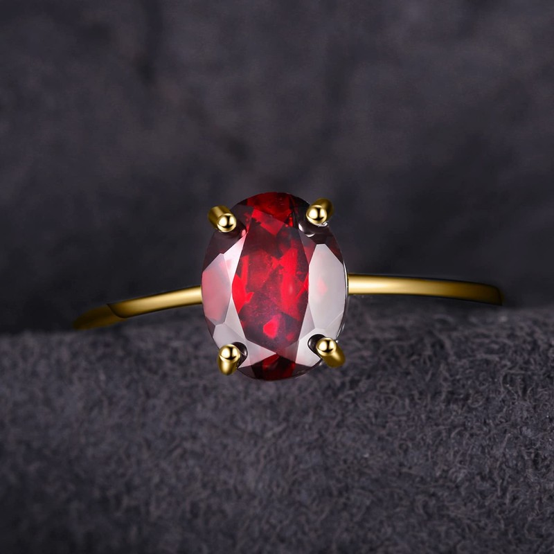 JewelryPalace Class Natural Red Gemstone Garnet Birthstone Solitaire Engagement Rings
