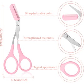 Tijeras de cejas para mujer, tijeras recortadoras de cejas con peine para moldear cejas, tijeras de peine antideslizantes, accesorios de belleza para hombres y mujeres (negro, rosa, azul)