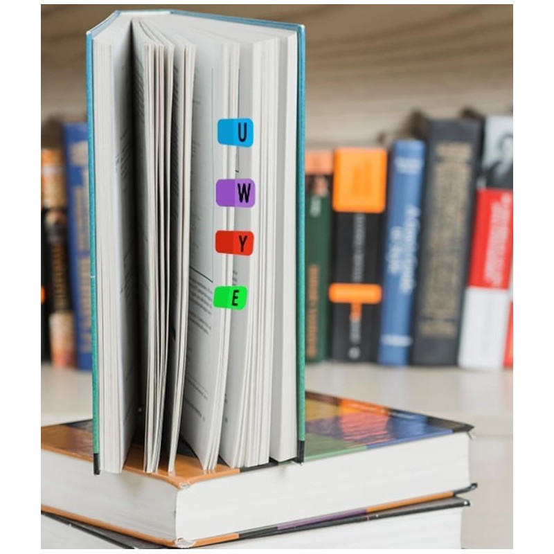 Alphabet Index Stickers Labels, Adhesive Colorful A-Z Tab Dividers for