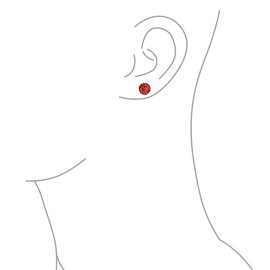 Set Of 3 Clear Red Black .925 Sterling Silver Round 8MM Glittering Pave Crystal Disco Ball Red Stud Earrings for Women Teens