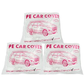 LuliKa 3 Packs Disposable Car Cover Clear Plastic Car Cover Universal Rain Dust Garage Cover with Elastic Band Large (15.7FT x 24.6FT)…