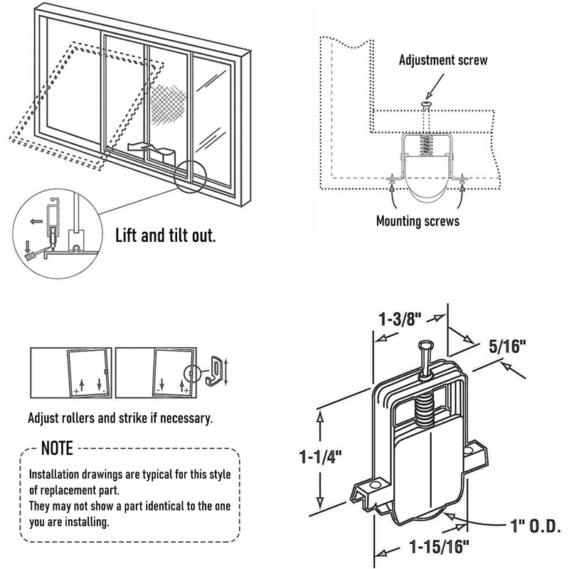 Toyvarnix B691 B695 1 Inch Sliding Screen Door Rollers 4