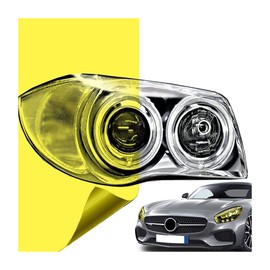 Car Headlight Taillight Vinyl Tint Wrap, 11.8''x47.2'' Extra-Wide Smoke Fog Light Stickers, Vehicle Modification Self Adhesive Decal, Universal Auto Exterior Decoration Accessories (Yellow)