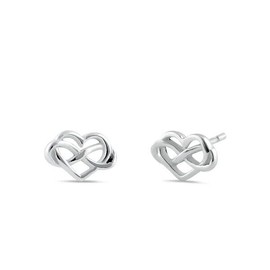 Sterling Silver 925 Heart Design Post Earrings Infinity Style Stud Women Tiny Love Symbol Earrings