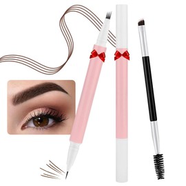 BINGBRUSH 2-in-1 Dual-Ended Eyebrow Pencil Micro 4 Point and Precise Brush - Eye Makeup Lift & Snatch Long-Lasting Waterproof Natural Eyebrow Hair (1Pc 02# Dark brown)