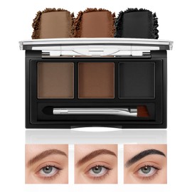 AFGHOUZ 3 Colors Eyebrow Powder Set, Brow Powder Makeup Palette, Defining and Sculpting Brows, Waterproof Eye Contour Kit with Brush Applicator