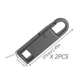 2 Pcs Zipper Pull, Zipper Pulls Replacement, Zipper Gripper, Detachable Universal Zipper Tab Pullers, Zipper Repair Kit for Luggage, Handbags, Jacket, DIY Crafts(Black,37x10x4mm)