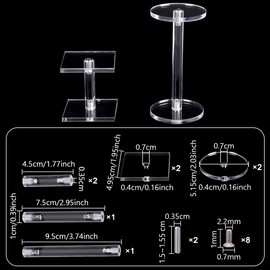 AHANDMAKER 2Pcs Combat Risers for Flying Miniatures, 2 Heights Flight Acrylic Stands Model Riser with 2" Square Bases for Tabletop Airplane and Games Display, Clear