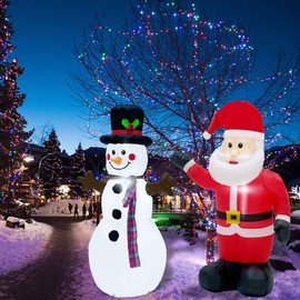 Twinkle Star Set of 2 Christmas Inflatables Lighted Santa Claus and Snowman, 4FT Blow Up Indoor Outdoor Xmas Decor Lawn Yard Garden Decorations