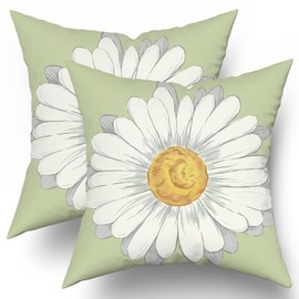 Kawani Spring Summer Pillow Covers 18x18 in Sage Green Daisy Floral Couch Pillow Cases Set of 2 Flower Bloom Farmhouse Throw Pillows Spring Decor for Room Bedroom Coushion Outdoor