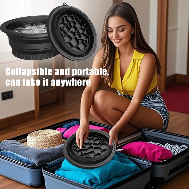 Silicone Face Bowl for Ice with Built-In Icetray, Collapsible Face