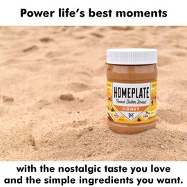 HomePlate Peanut Butter | Honey | Pure Peanut | Made in the USA | Perfect for PB&J sandwiches | Non-GMO | Naturally Gluten Free | No Hydro Oils | Natural Energy + 7g of Protein per Serving | 1 -Pack 16 oz. Jar