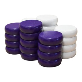 26 White and Purple Crokinole Discs - Full Set (Small Discs - 1 1/8 Inch Diameter (2.9cm))