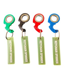 Pack of 4 Key Ring Spinner, Key Fob Spinning Keyring Finger Training Spinner Key Ring Toy Relaxation Gift for Children and Adults (Green, Black, Red, Blue)