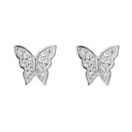 20g Cute Butterfly Cartilage Small Stud Earrings for Women Hypoallergenic S925 Sterling Silver Earrings Mini Screw Back Studs Crystal Dainty Body Jewelry for Multiple Piercings