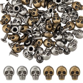 SUPERFINDINGS 48PCS 2 Colors Alloy Skull Rivets Leather Rivets Metal Punk Studs Skeleton Stud Handicraft DIY Punk Spikes Accessories for DIY Leather Crafts Belts Shoes