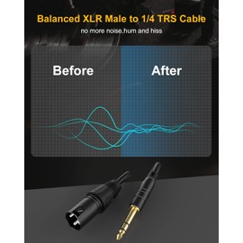 XLR to 1/4 Cable 3FT(0.9M) Balanced Microphone Cord Male Mic Cable to 6.35mm(1/4 inch) TRS Jack for Guitar Powered Speakers Studio Mixer and More
