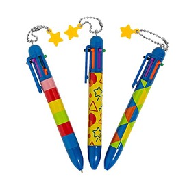 Fun Express Multicolor Pattern Shuttle Pens, 12 Pieces