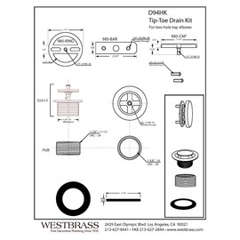 Westbrass Twist & Close Universal Tub Trim with Floating Faceplate, Polished Nickel, D94HK-05