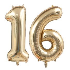 40 Inch Champagne Gold Number 16 Balloons Number 61 Balloons，16th Birthday Decorations Supplies. (16)