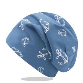 Glamexx24 Long Classic Beanie Hat: Men Women Cycling Hat Winter Hat Unisex Cotton Hat for Spring, Summer, Autumn and Winter, Atlantic Blue, L-XL