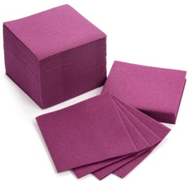 AH AMERICAN HOMESTEAD Cocktail Napkins - Small 4”x4” Linen-Like Disposable Beverage Bar Napkins - Bulk Square Napkins - Everyday Party Wedding (100 Count) (Purple, 4"x4")
