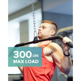 Mbotnee Fitness Chain 23in, Workout Chain, Cable Machine Extension Chain, 304 Stainless Steel LAT Pull Cable Extension Weight Lifting Machine Chain, Curl Bar Chain for Home Gym