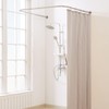 Yampos U Shaped Shower Curtain Rod Brushed Nickel, [Both Sides: