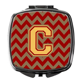 Caroline's Treasures Letter C Chevron Garnet and Gold Compact Travel Mirrors, Multicolor