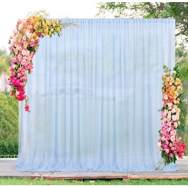 Baby Blue Chiffon Backdrop Wedding Photo Backdrop 10x10ft Sheer Backdrop for Parties Wedding Arch Draping Fabric