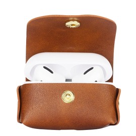 Bocasal Leather Case for AirPods Pro 2nd/1st Generation Charging Case, Protective Cover with Keychain Clip Ring Loop Magnetic Clasp Closure for Air Pods Pro (2023/2022/2019) (Brown)