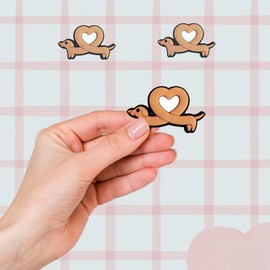 TCHARIRY Dachshund Love Heart Dog Shoe Charms - Cute Animal Decoration Charms Gift for Boys Kids Teens and Adults - Set of 2- Mother’s Day