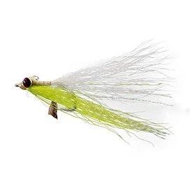 Clouser Minnow Fishing Flies - Chartreuse - Mustad Signature Duratin Fly Hooks - 6 Pack (Hook #6)