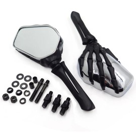 HASkulle Motorcycle Side Mirrors Parts Claw Skull Skeleton Hand Mirror for Kawasaki Ninja VN 750 800 900 1500 1600 (NBX-MT333-B)