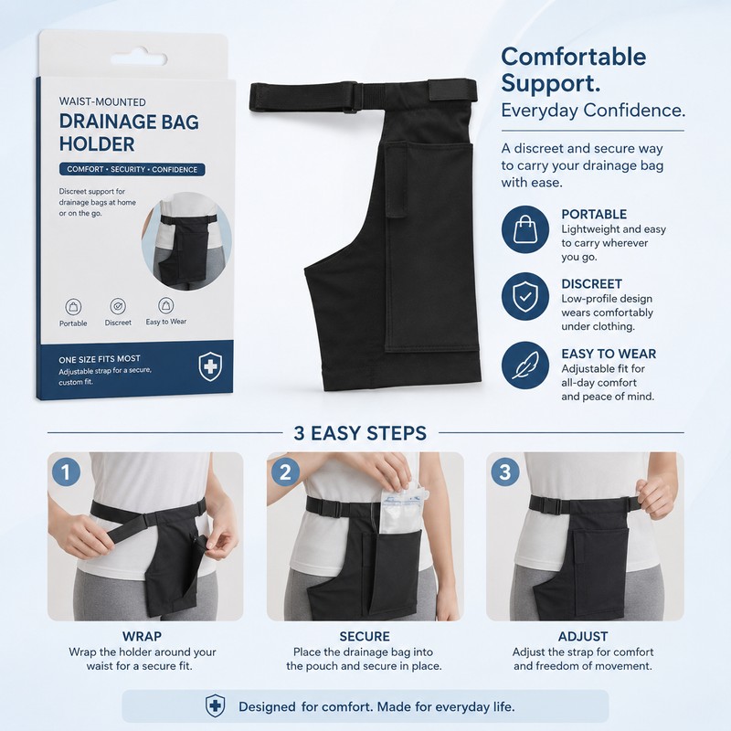 Portable Drainage Bag Waist Holder for Home Nursing – Adjustable
