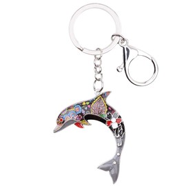 LONYOO Enamel Ocean Dolphin Keychain Car Key Purse Keyring Zinc Alloy Jewelry Cute Dolphin Gifts for Women Girls (Oil)