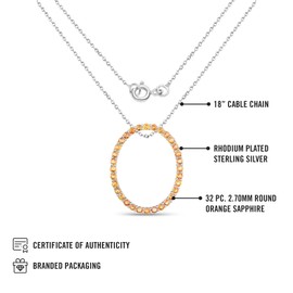 Haute Facets Sapphire, Natural Orange Sapphire Sterling Silver Pendant Necklace, Orange Gemstone Pendant, Sterling Silver, Sapphire, HFP1636OSAPH-SSR