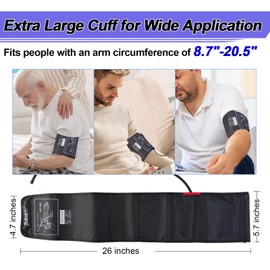 Pro Comfort Extra Large Blood Pressure Cuff 8.7-20.5" (22-52 CM)，Compatible with Most Automatic Blood Pressure Monitors, XL BP Replacement Cuffs for Adult Big ARM, with 8 Connectors