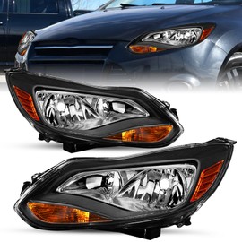 SOCKIR Black Housing Headlight Assembly Fit for 2012-2014 Ford Focus OE Factory Style Headlamp Left Driver and Right Passenger Side