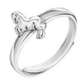 Clever Jewellery 925 Silver Horse Children Seem Real Silver Ring with Brilliant