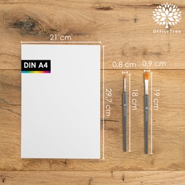 OfficeTree Watercolour Pad, A4, 300g, 40 Sheets - Watercolour Paper, White - A4 Drawing Pad for Watercolour - 2 Brushes Free