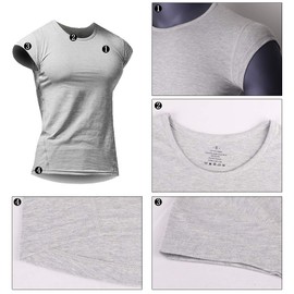 Men's Sporty T-Shirts Tees Short Sleeve Bodybuilding Training Fitness Tops Crew Neck Cotton, gray