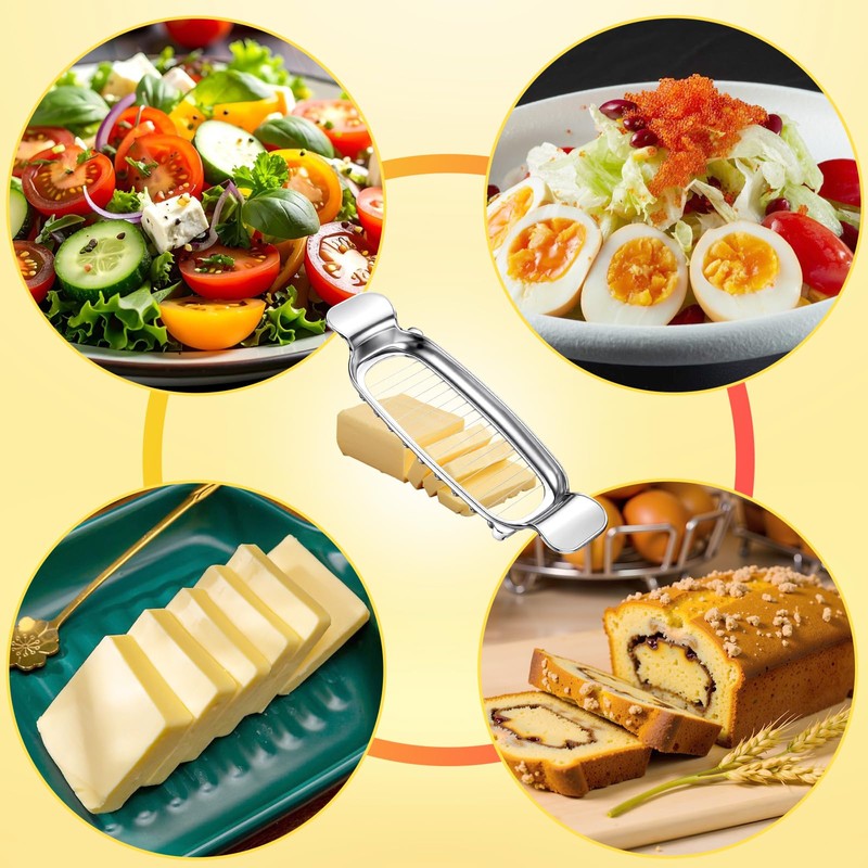 2Pcs Butter & Cheese Slicer Cutter, Stainless Steel Butter Cutter