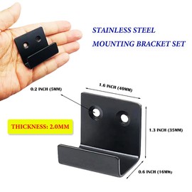 U Bracket Stainless Steel Mounting Brackets 1.6" x 1.3" Wall Hook Hanger Fastener Heavy Duty Billboard Holder Tile Hanger with Installation Screws-6 Packs (Black)