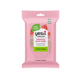 Yes To Watermelon Refreshing Facial Wipes, Hydrating Formula That Removes Dirt, Oil & Grime, Leaves Skin Refreshed & Brighter, Aloe, Natural, Vegan & Cruelty Free, 10 Count (8036110)