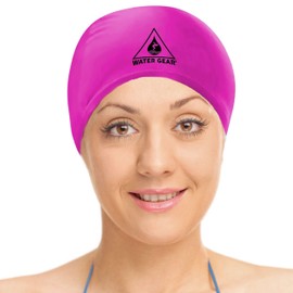 Water Gear Synthetic Fiber Swim Cap - Comfortable and Durable Swimming Cap - Keeps Short or Long Hair Dry