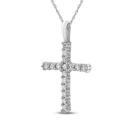 Lab Grown Diamond Cross Pendant Necklace for Women, 1/4 CTTW, Sterling silver 925 Chain Necklace, Elegant Box Packing
