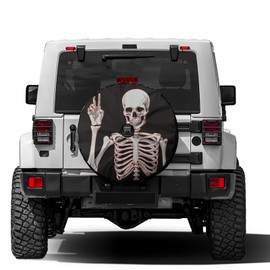 Delerain Spare Tire Cover with Backup Camera Hole Human Skeleton Wheel Covers Waterproof Dust-Proof UV Sun Universal Fit for Jeep Trailer RV SUV Truck (17 Inch for Diameter 31"-33")