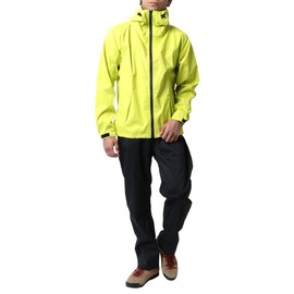 Doqment Men's Rain Wear, Top and Bottom Set, Sizes S-4L, Water Pressure Resistance: 32.8 ft. (10,000 mm), Waterproof, Breathable, Stretch, lightgreen, LL