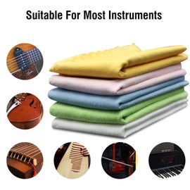 LAJS Super Soft Microfiber Guitar and Instrument Cloth, 5 Pcs Multifunctional Jewelry Cleaning Cloth, Violin, Viola, Cello, Bass, Guitar, Saxophone, 9.25x9.25